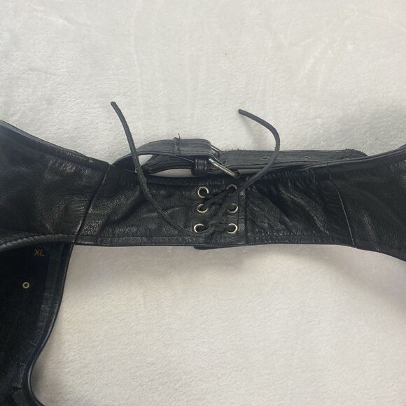 Vintage Barneys Leather Chaps Adult XL Black Leather Motorcycle Riding - Picture 12 of 15